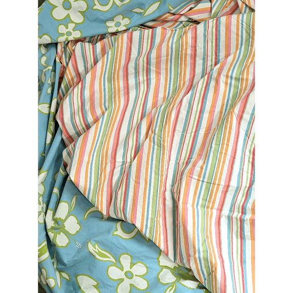 Pottery Barn Kids Other - Pottery Barn Kids reversible queen duvet cover colorful stripes floral cotton